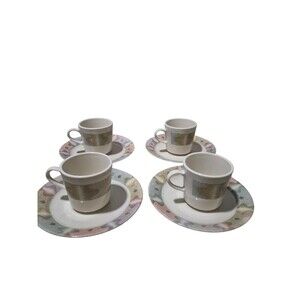 VTG Corelle Coffe Cups And Saucers Plates Mirage Pattern Discontinued (Set Of 4)